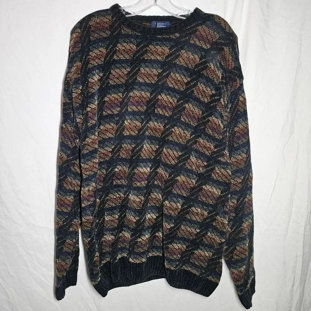 vintage y2k 2000s grandpa core patterned cozy indie pullover sweater